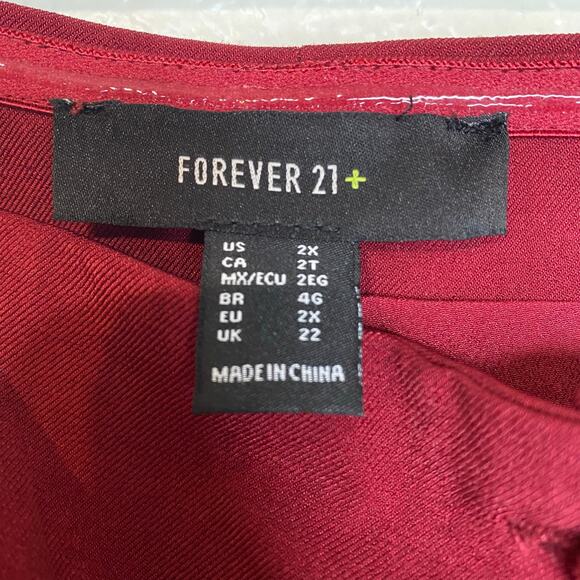 F21 Burgundy Strapless Tube Button Waistcoat Plus Size 2X - Picture 2 of 9